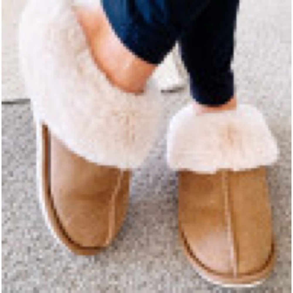 Camel Plush Suede Winter Home Slippers
